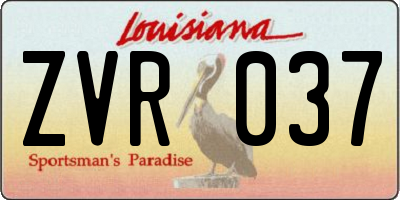 LA license plate ZVR037