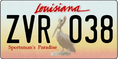 LA license plate ZVR038