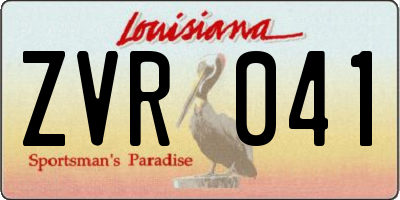 LA license plate ZVR041