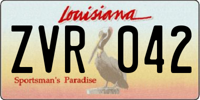 LA license plate ZVR042