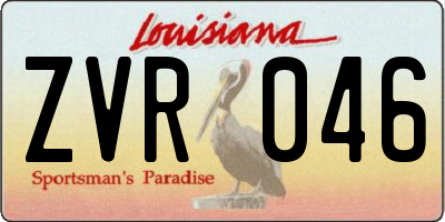 LA license plate ZVR046