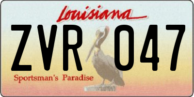 LA license plate ZVR047