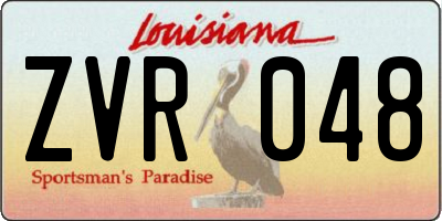 LA license plate ZVR048