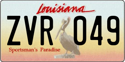 LA license plate ZVR049