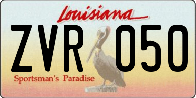 LA license plate ZVR050