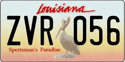 LA license plate ZVR056