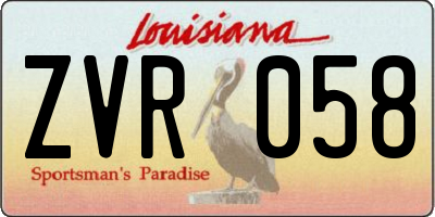 LA license plate ZVR058