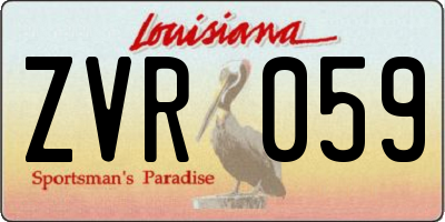LA license plate ZVR059