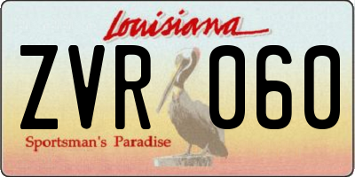 LA license plate ZVR060