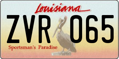 LA license plate ZVR065