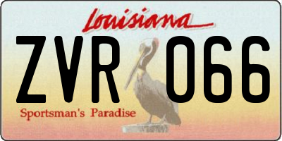 LA license plate ZVR066