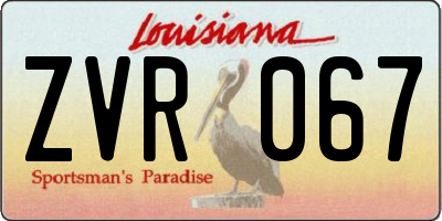 LA license plate ZVR067