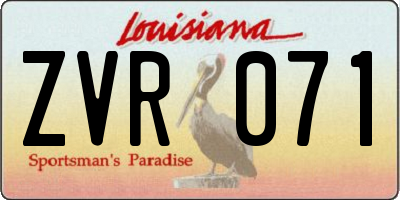 LA license plate ZVR071