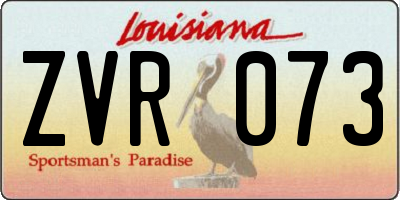 LA license plate ZVR073