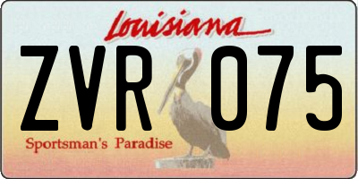 LA license plate ZVR075