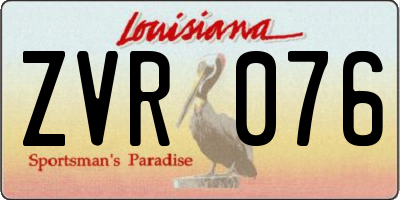 LA license plate ZVR076