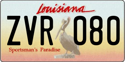 LA license plate ZVR080