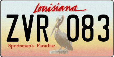 LA license plate ZVR083