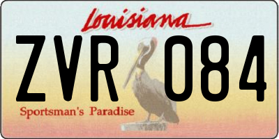LA license plate ZVR084