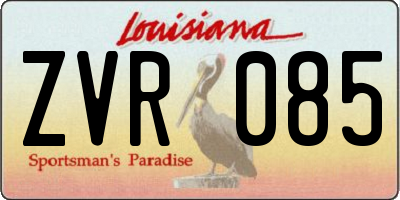 LA license plate ZVR085