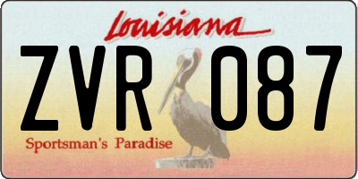 LA license plate ZVR087