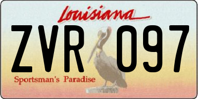 LA license plate ZVR097