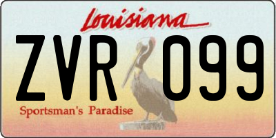 LA license plate ZVR099