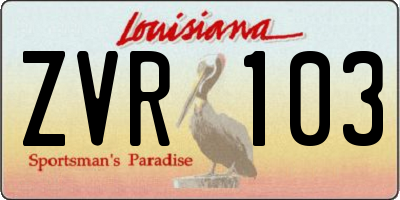 LA license plate ZVR103
