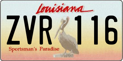 LA license plate ZVR116