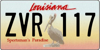 LA license plate ZVR117