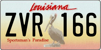LA license plate ZVR166