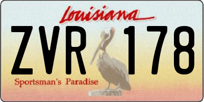 LA license plate ZVR178