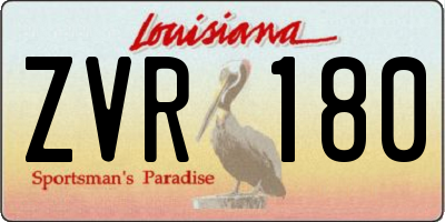 LA license plate ZVR180