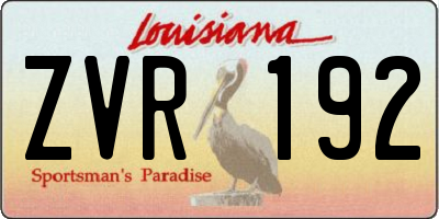 LA license plate ZVR192