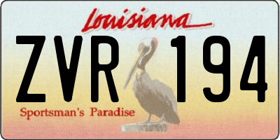 LA license plate ZVR194