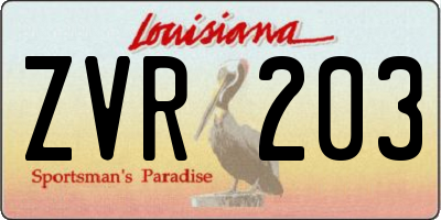 LA license plate ZVR203