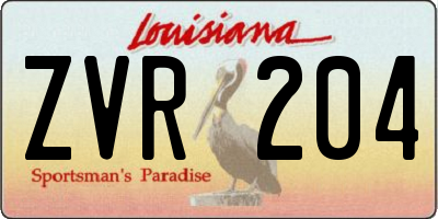 LA license plate ZVR204