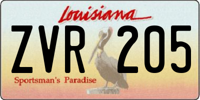 LA license plate ZVR205