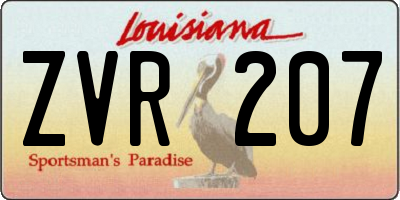 LA license plate ZVR207
