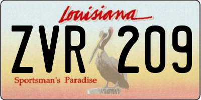 LA license plate ZVR209