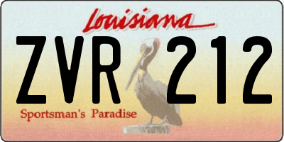 LA license plate ZVR212