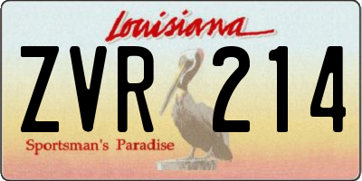 LA license plate ZVR214