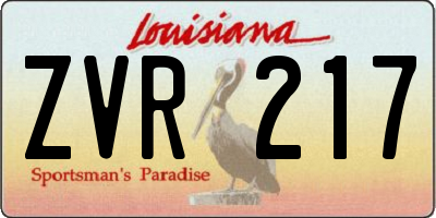 LA license plate ZVR217