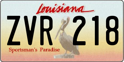 LA license plate ZVR218