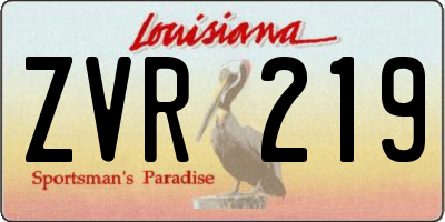 LA license plate ZVR219