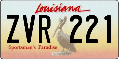 LA license plate ZVR221