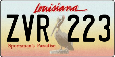 LA license plate ZVR223