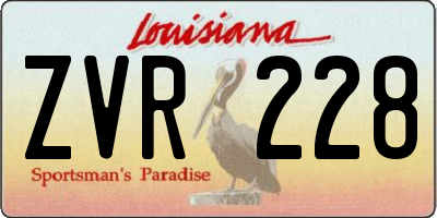 LA license plate ZVR228