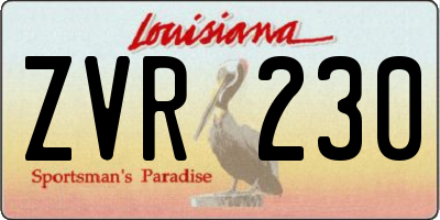 LA license plate ZVR230