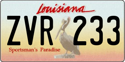 LA license plate ZVR233